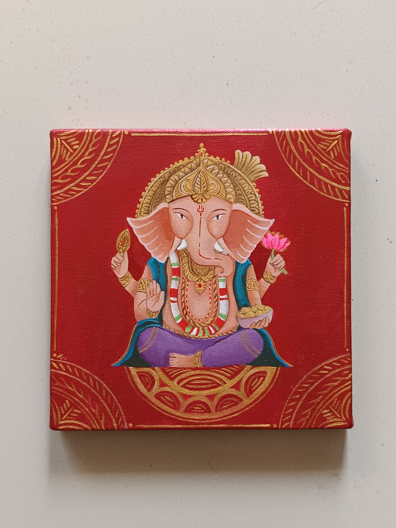 Red Ganesh canvas painting